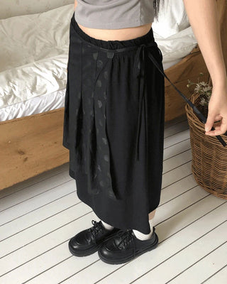 Kiko Dot Nylon Layered Pleated Midi Skirt