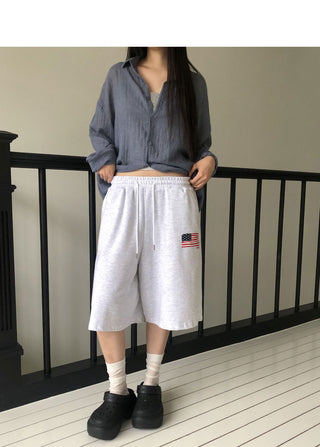 Tiken Stars and Stripes Print Banding Bermuda Pants