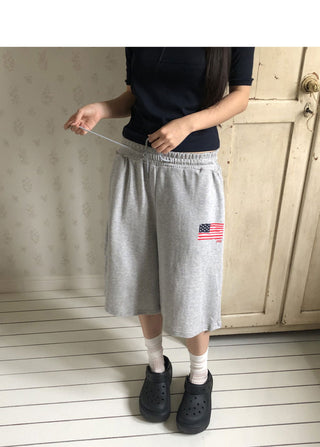 Tiken Stars and Stripes Print Banding Bermuda Pants