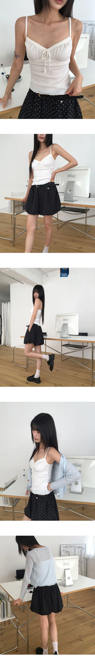 Cream Lace Shirring Ribbon Sleeveless