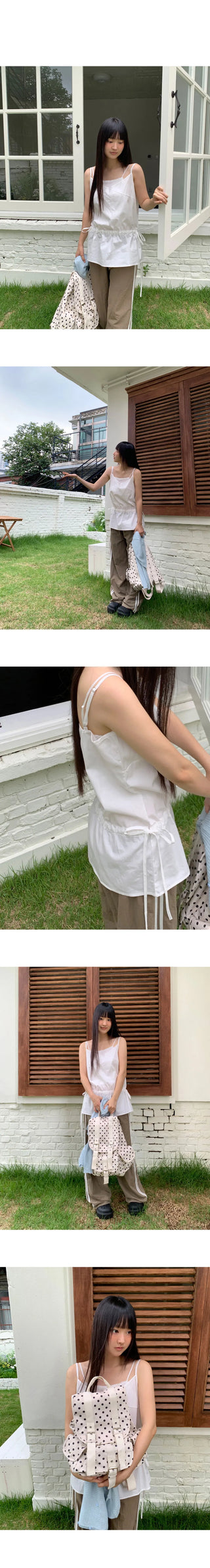 Brew Ribbon Shirring Layered Sleeveless Dress