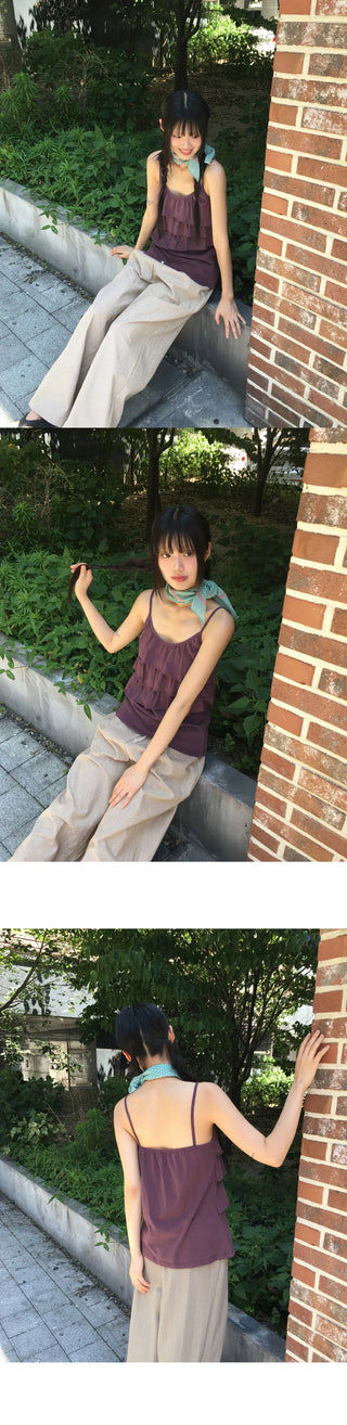 Monsieur Cancan Layered Back Banding Shirring Sleeveless