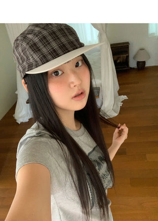 Dava Cotton Check Strap Camp Cap Hat