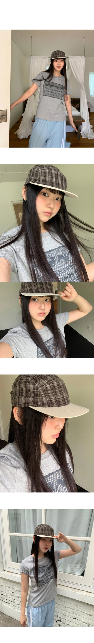 Dava Cotton Check Strap Camp Cap Hat