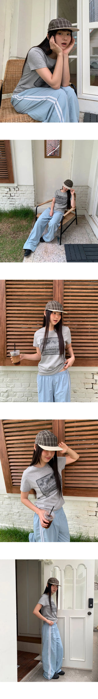 Dava Cotton Check Strap Camp Cap Hat