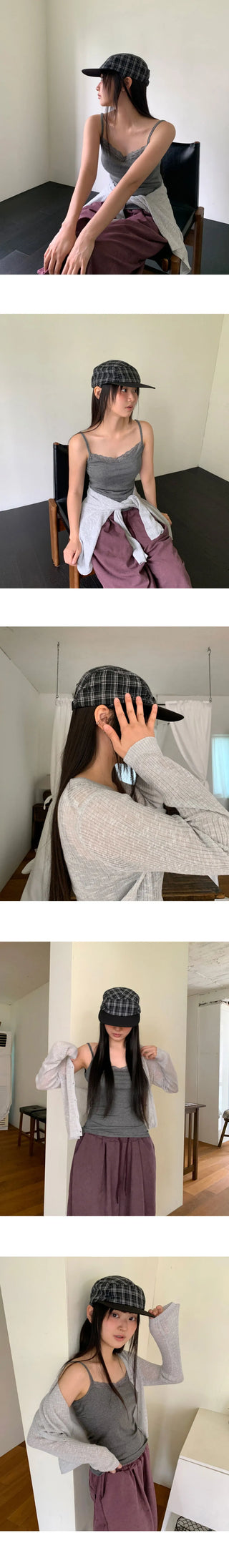 Dava Cotton Check Strap Camp Cap Hat