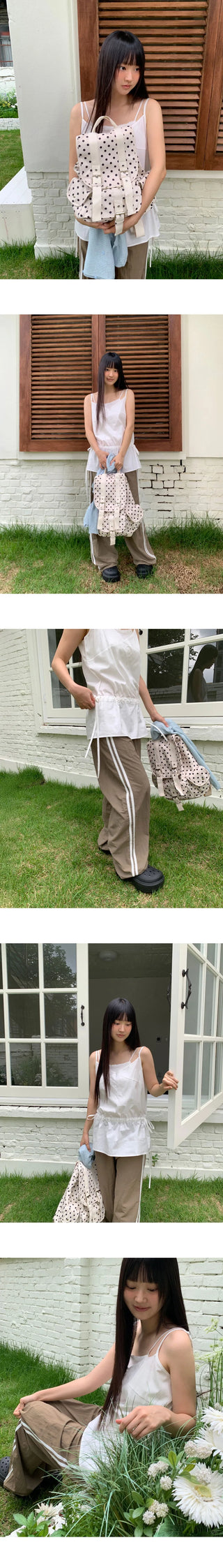 Kitten Nylon Track Banding Wide Long Pants