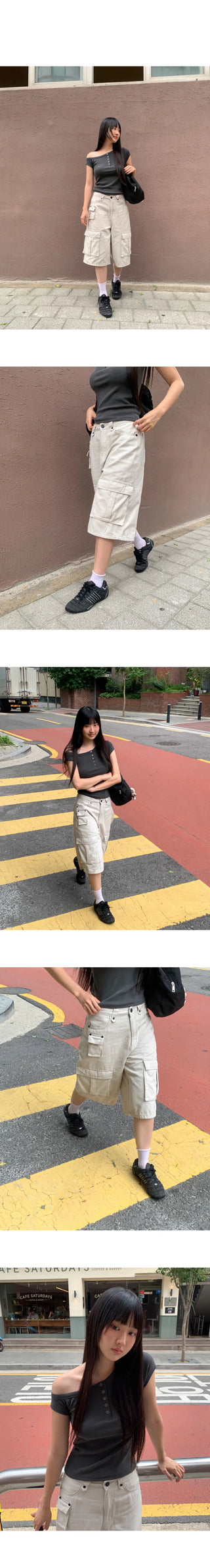 Effen Cargo Pocket Button Bermuda Pants