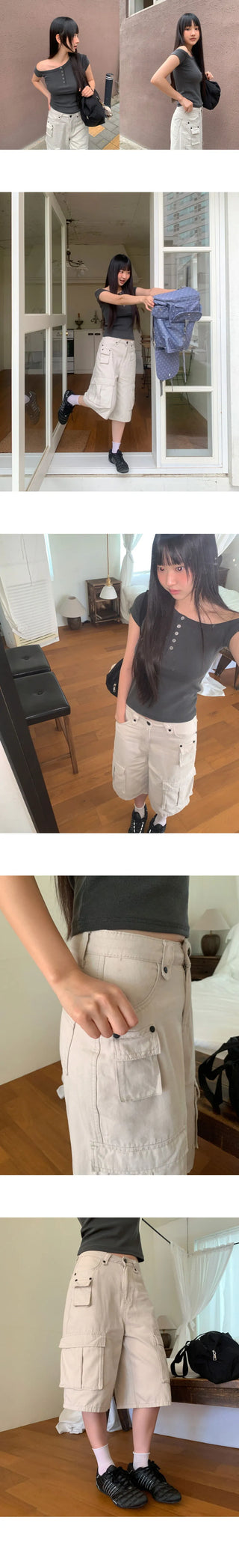 Effen Cargo Pocket Button Bermuda Pants
