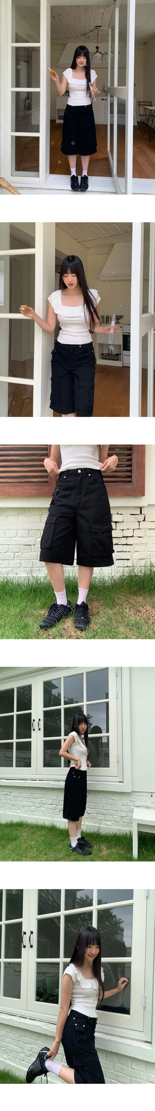 Effen Cargo Pocket Button Bermuda Pants
