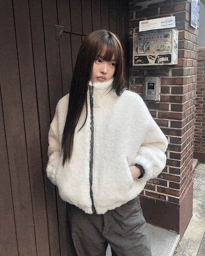 Dren Nuvim Fur Two-tone Zip-up Jacket