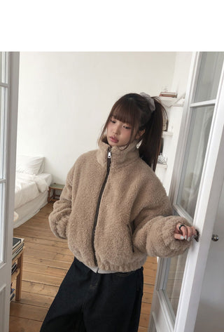 Dren Nuvim Fur Two-tone Zip-up Jacket