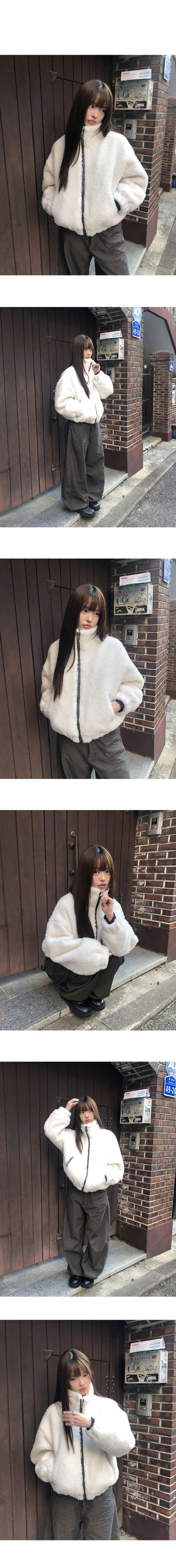 Dren Nuvim Fur Two-tone Zip-up Jacket