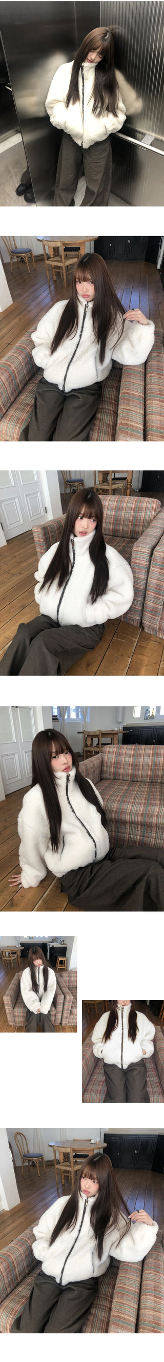 Dren Nuvim Fur Two-tone Zip-up Jacket