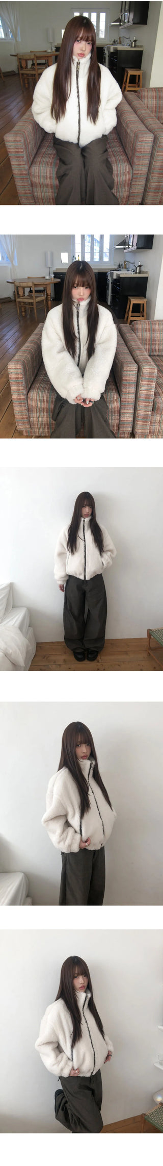 Dren Nuvim Fur Two-tone Zip-up Jacket