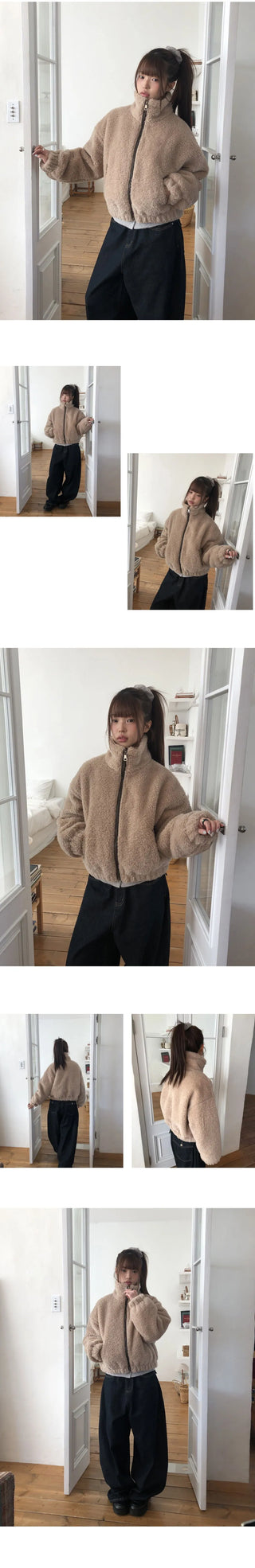 Dren Nuvim Fur Two-tone Zip-up Jacket