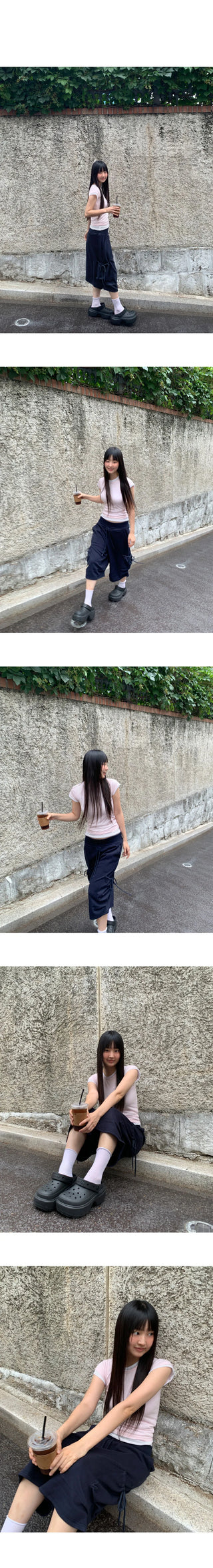 Movic Banding Pintuck Cargo Bermuda Pants