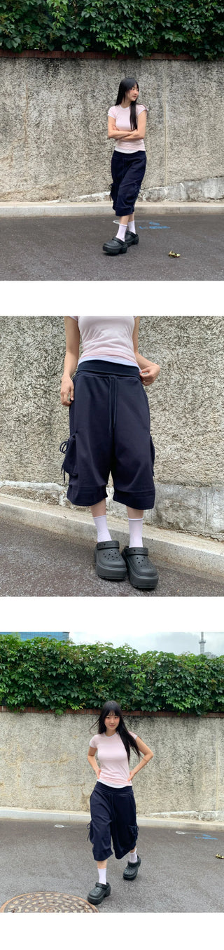 Movic Banding Pintuck Cargo Bermuda Pants