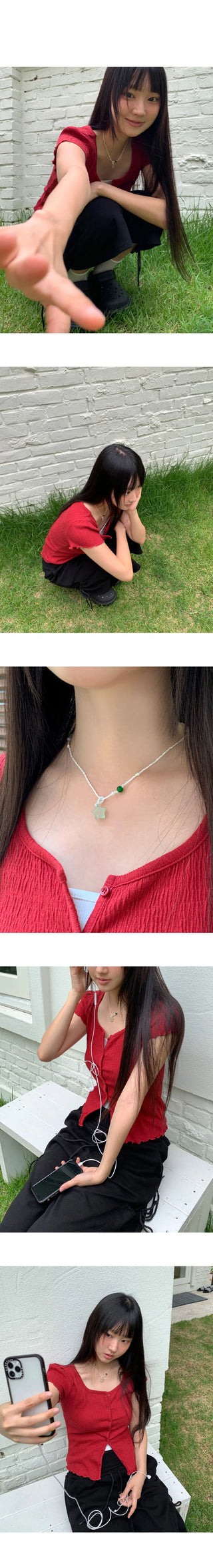 Batz Vintage Star Beads Gem Necklace