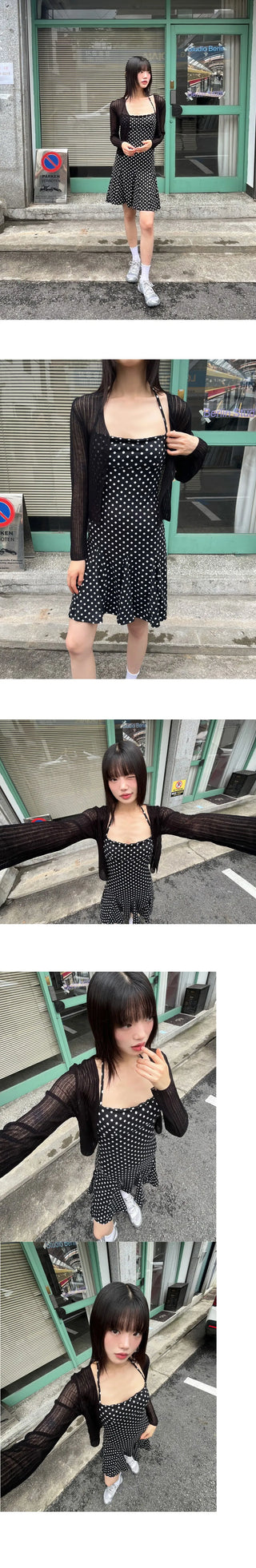 Merlo Dot Halter Neck Strap Dress