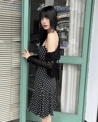 Merlo Dot Halter Neck Strap Dress