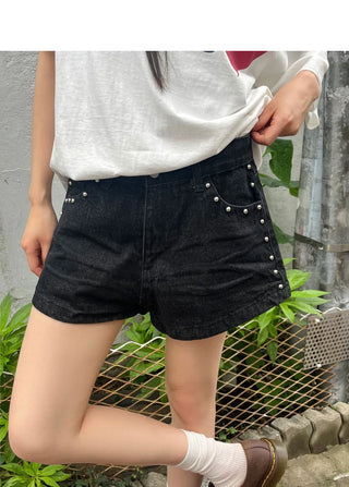 Tiki Rivet Stud Cotton Shorts Short Pants