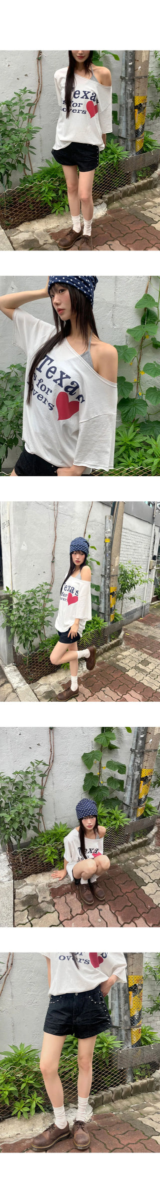 Tiki Rivet Stud Cotton Shorts Short Pants