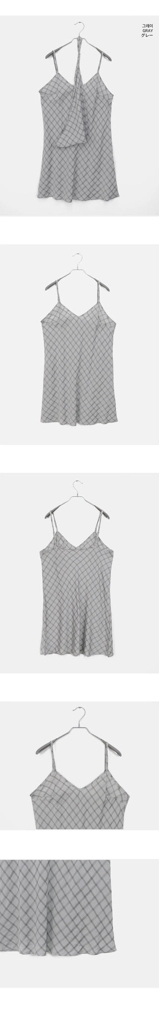 Binble Check Bandana Strap Layered Sleeveless Dress