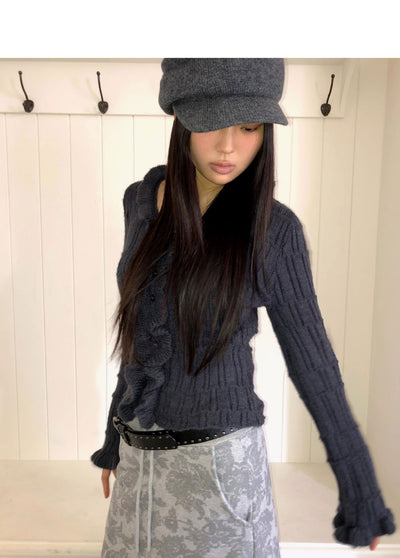 Hobin Frill Knitwear Cardigan