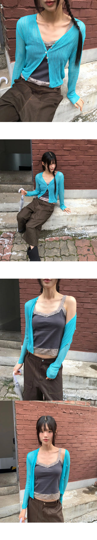 Kiyou Slim Fit Ribbed Lace Sleeveless