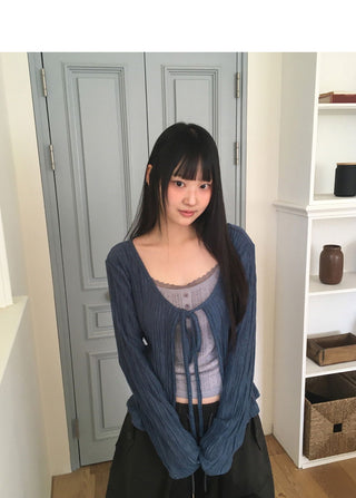 Rumi Ringkle See-Through Ribbon Cardigan