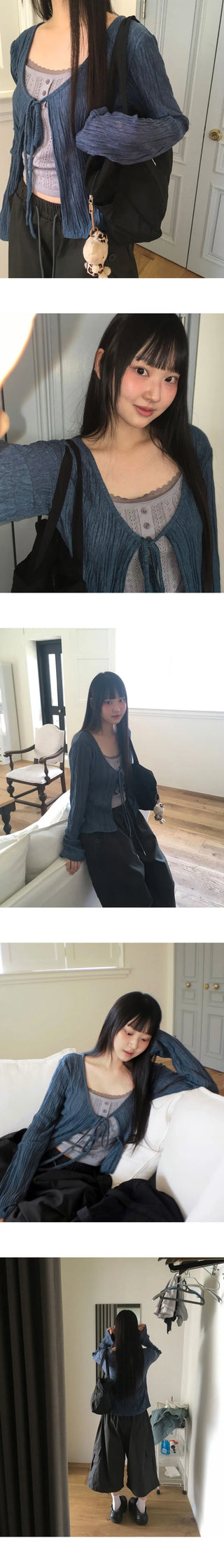 Rumi Ringkle See-Through Ribbon Cardigan