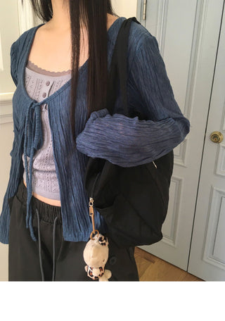 Rumi Ringkle See-Through Ribbon Cardigan