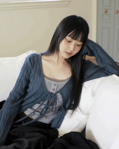 Rumi Ringkle See-Through Ribbon Cardigan