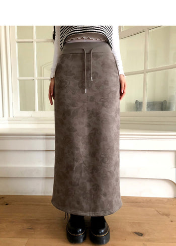 Hora Flower Fleece-lined Long Skirt