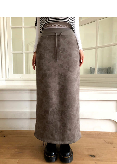 Hora Flower Fleece-lined Long Skirt