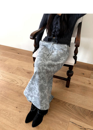 Hora Flower Fleece-lined Long Skirt