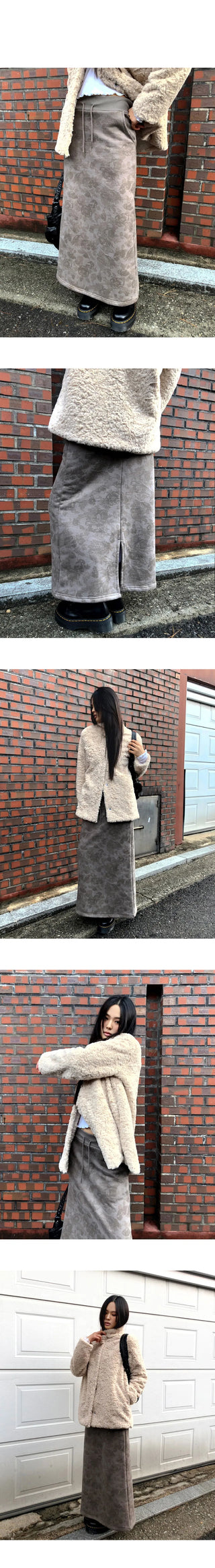 Hora Flower Fleece-lined Long Skirt