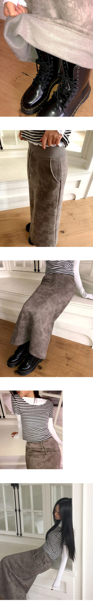 Hora Flower Fleece-lined Long Skirt