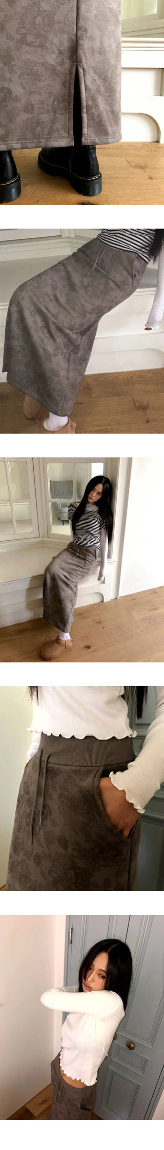 Hora Flower Fleece-lined Long Skirt