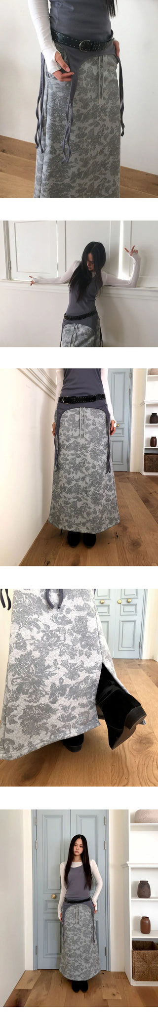Hora Flower Fleece-lined Long Skirt