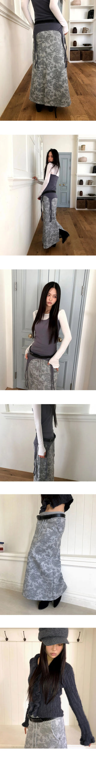 Hora Flower Fleece-lined Long Skirt