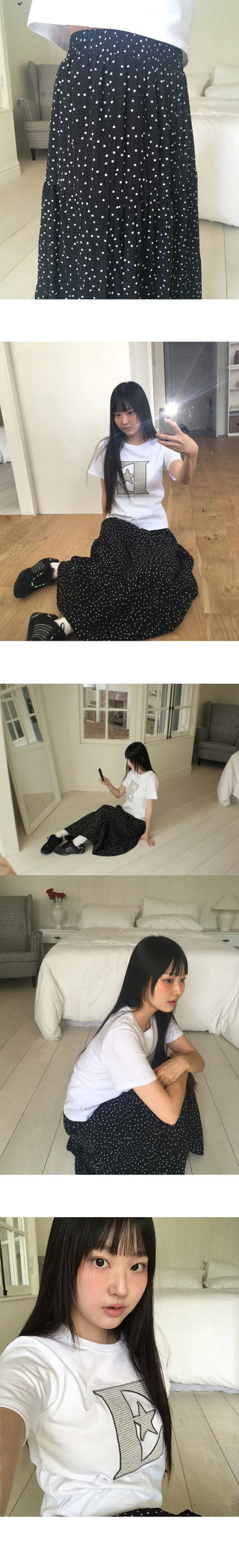 Apol Dot Frill Cancan Long Skirt