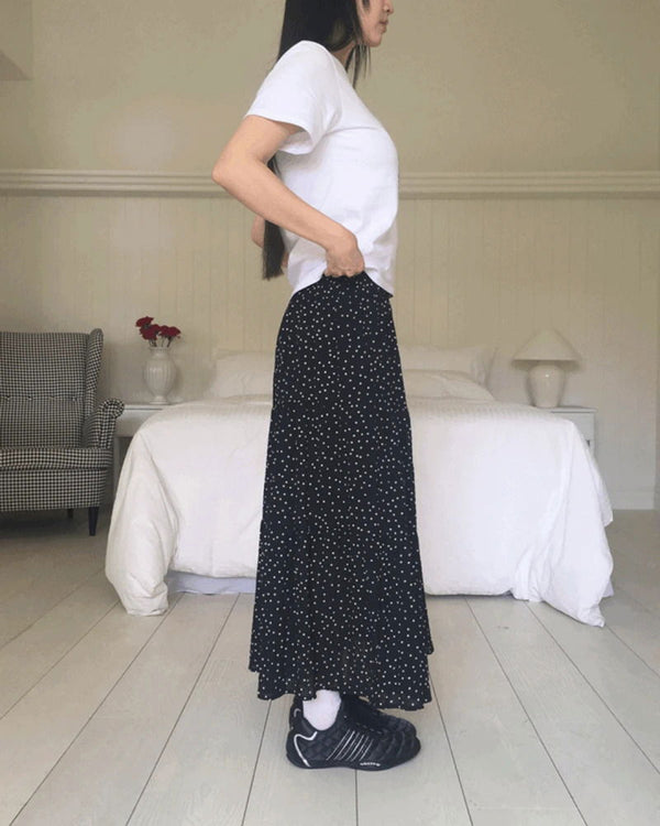 Apol Dot Frill Cancan Long Skirt