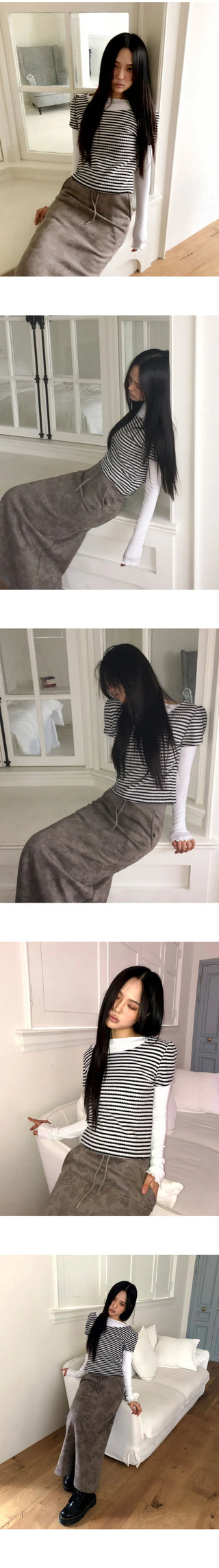 Nanny Puff Fleece-lined Striped -breasted Knitwear