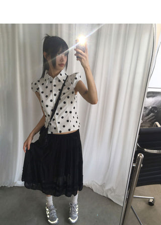 Hetty Cancan See-Through Frill Banding Midi Skirt