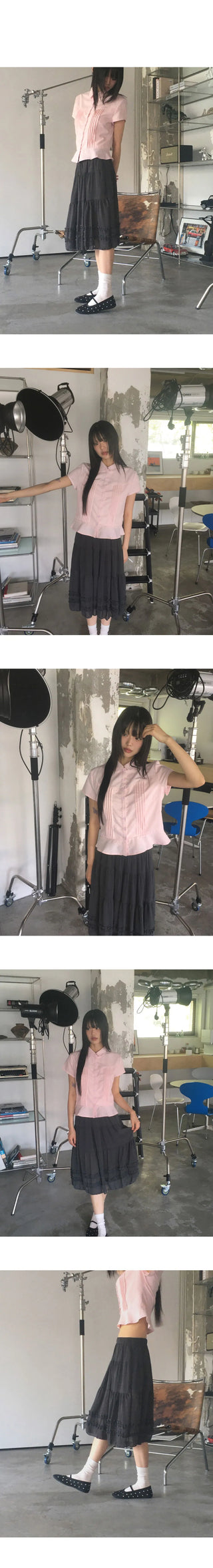 Hetty Cancan See-Through Frill Banding Midi Skirt