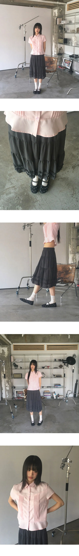 Hetty Cancan See-Through Frill Banding Midi Skirt