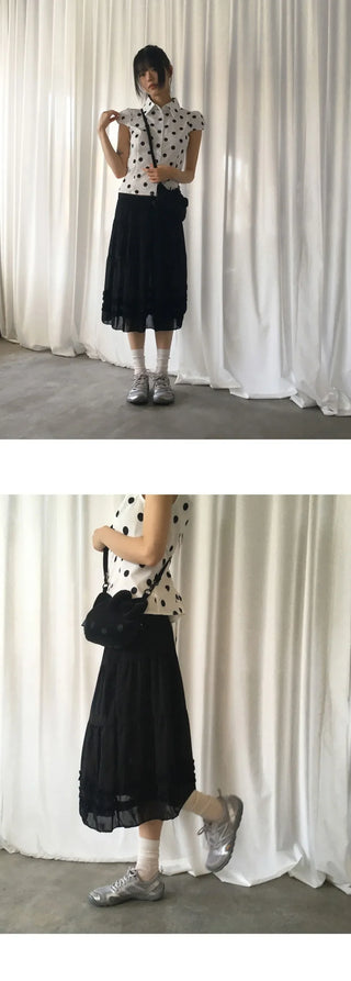 Hetty Cancan See-Through Frill Banding Midi Skirt