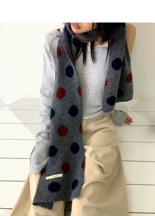 Cheeky color block dot muffler scarf